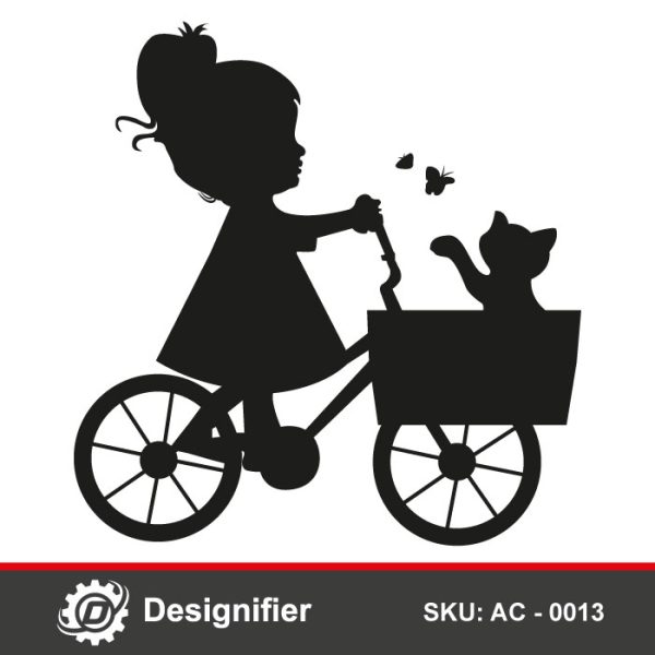 You can use Little Girl On Bicycle AC0013 to make nice Kids Room Decoration by Laser Cut or CNC Cutting