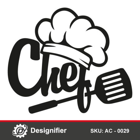 Chef Kitchen Design AC0029 can be used to make a wonderful decor in the kitchen with abstract Chef word and cooking tools