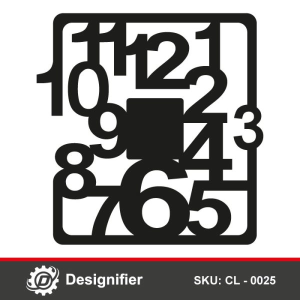 You can create an innovative and unique wall clock by using the digital design Asymmetric Analog Wall Clock DXF CL 0025