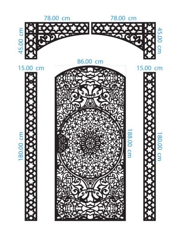 Center Mandala Ornament Gate DXF GA0009 Dimensions