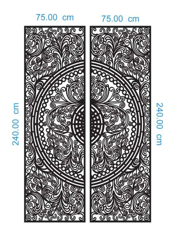 Dual Scroll Gate DXF GA0012, CDR SVG File Ready For Laser Cut And Plasma Cutting Gate, Modern Ornament Door Design - Image 2