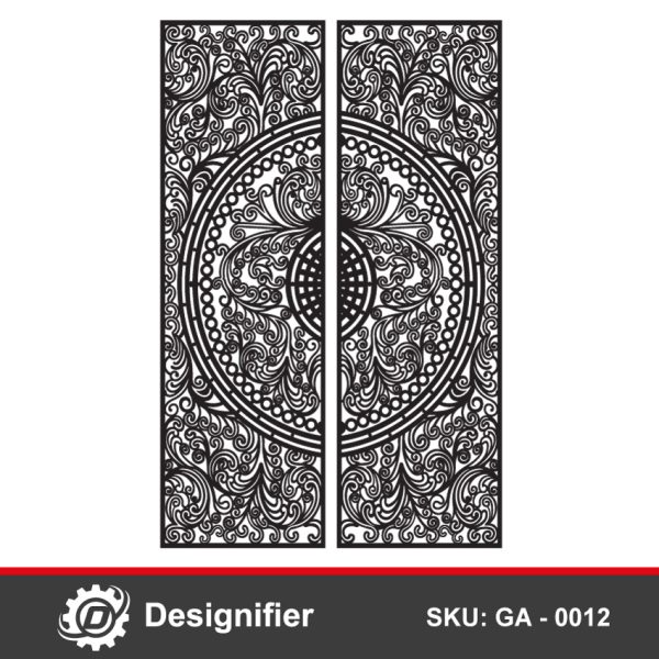 Dual Scroll Gate DXF GA0012 digital vector design enables  you to make wonderful and stylish doors, and windows for houses and small villas