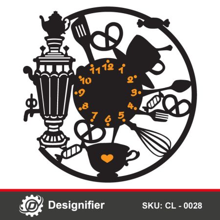 Kitchen Tools Wall Clock DXF CL0028 vector design can make nice clocks in the kitchen, café, or restaurant