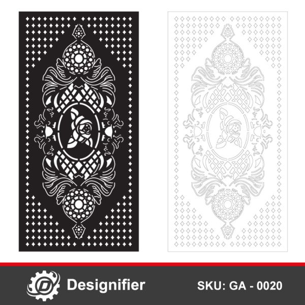 Make nice and symmetric door by using Simple Flower Door DXF GA0020 vector design