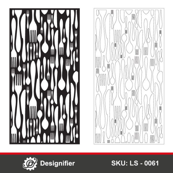 You can make awesome kitchen decorations with Kitchen Tools Privacy Screen DXF LS0061 vector design by Laser or CNC cutting