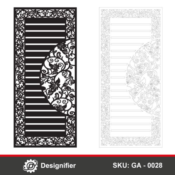 You can make luxurious doors for villas and small houses by using Modern Floral Ornament Door DXF GA0028 in Laser cutting and Plasma manufacturing