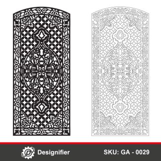 You can make luxurious doors for villas, or small houses by using Oriental Curved Door DXF GA0029 in Plasma or Laser cutting manufacturing