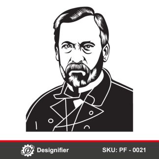 You can make exceptional decorative pieces by using the Louis Pasteur Face DXF PF0021 vector file in Laser engraving cutting or CNC manufacturing
