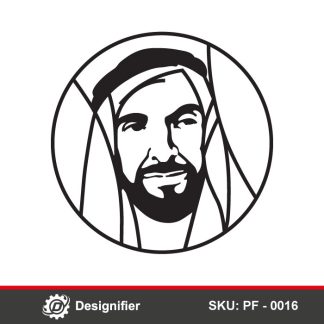 You can make awesome wall art by using Sheikh Zayed Portrait DXF PF0016 vector in Laser cutting, engraving, or any CNC operations