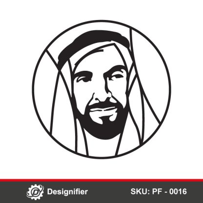 You can make awesome wall art by using Sheikh Zayed Portrait DXF PF0016 vector in Laser cutting, engraving, or any CNC operations