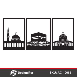 You can create awesome wall art by using the Kaaba Masjed Medina DXF AC0065 vector file in laser cutting or CNC manufacturing operations