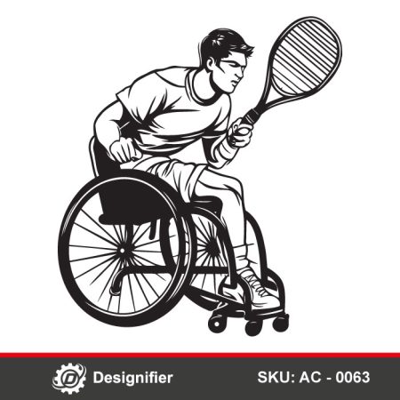 You can make awesome wall art for athletes or disabled people by using the Wheelchair Tennis Player DXF AC0063 vector file in laser cutting or engraving