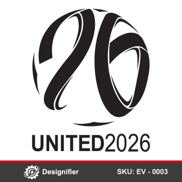 World Cup 2026 DXF EV0003 year calligraphy design