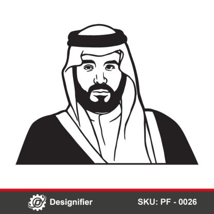 You can create nice wall art for political or Saudi Arabia lovers with Mohamed Bin Salman Vector Face DXF PF0026 using Laser cutting or engraving on many materials