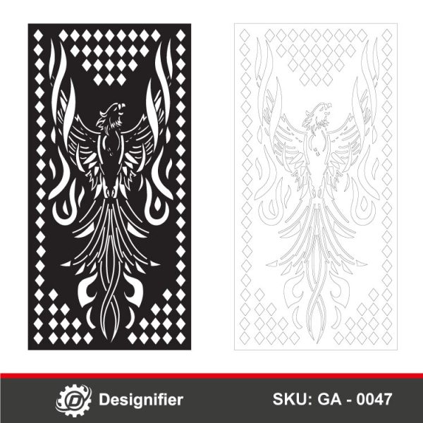 Flying Eagle Door DXF GA0047 can be used to make very nice doors in Laser cutting or CNC Plasma manufacturing operations