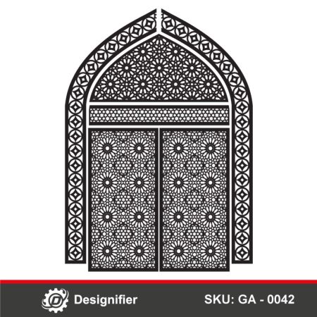 You can make awesome gates for Masjids and Islamic buildings using Islamic Mosque Gate DXF GA0042 vector design in Laser or CNC cutting